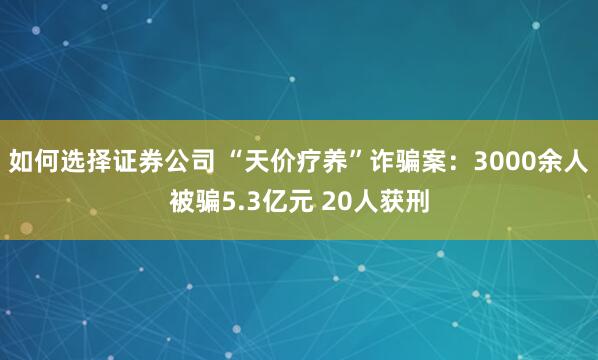 如何选择证券公司 “天价疗养”诈骗案：3000余人被骗5.3亿元 20人获刑